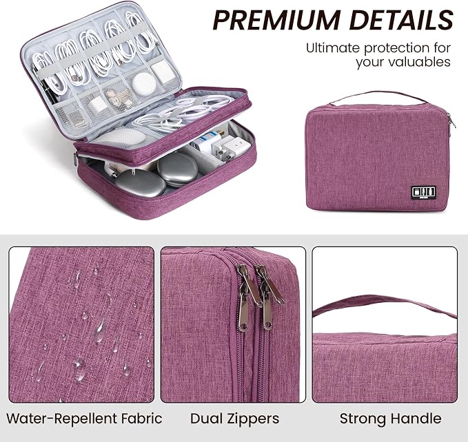 Large Electronic Organizer Travel Case, Double Layer Tech Accessories Bag - Image 3