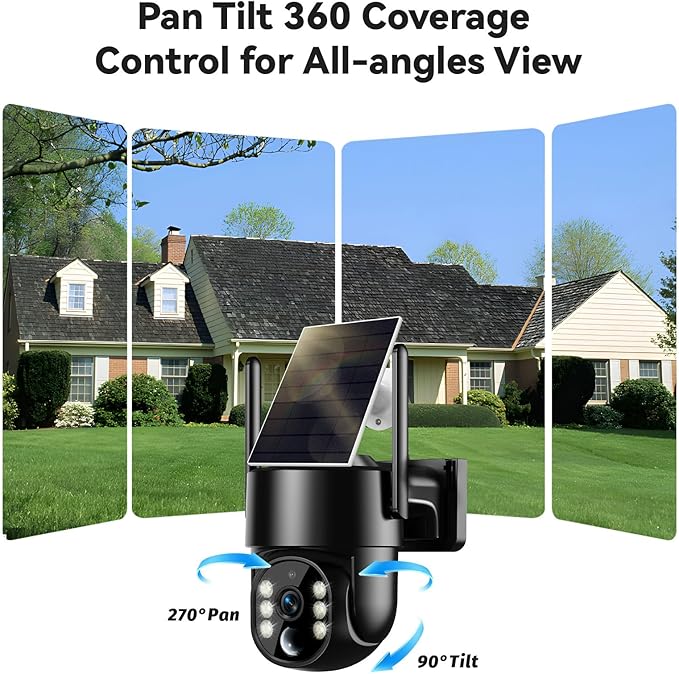 Noaheye Solar Security Cameras Wireless Outdoor, 5G&2.4GHz Cameras for Home Security, 2K Solar Outdoor Camera, Color Night Vision, AI Human Detection, 2-Way Talk, Siren Alarms (2-Pack)