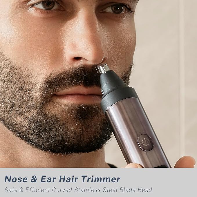 Beard Trimmer and Clippers Set for Men with Foil Shavers, Precise Dial Adjustable 20 Settings, Professional 3-IN-1 Mens Grooming Kit with Nose Trimmer IPX7 Waterproof Wet and Dry, USB-C Rechargeable