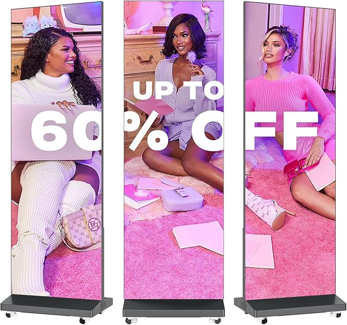 MWE LED Digital Signage Display with Flight Case, P1.86 Spliceable LED Poster Screen with Publishing System, Foldable Advertising Display Kiosk for Events and Rentals, WiFi/USB/HDMI (1 Panel), Black