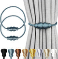 Nieffeiy Magnetic Curtain Tiebacks Outdoor Curtain Tie Backs Rope Decorative Magnetic Curtain Holders for Drapes Window Treatment Holdbacks, Navy Blue 2Pack