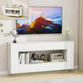 Vavkorkula TV Stand for 65 Inch with 2 Large Drawers & Hidden Storage Cabinets, Modern Farmhouse Entertainment Center Television Stands for Living Room Bedroom, White
