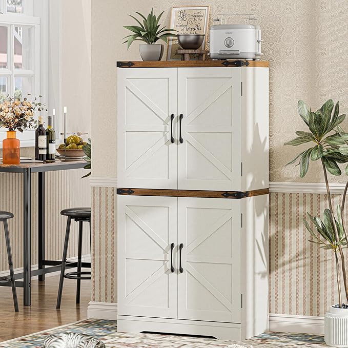 Farmhouse Floor Storage Cabinet with Adjustable Shelves, Rustic Style for Bathroom, Kitchen, Living Room