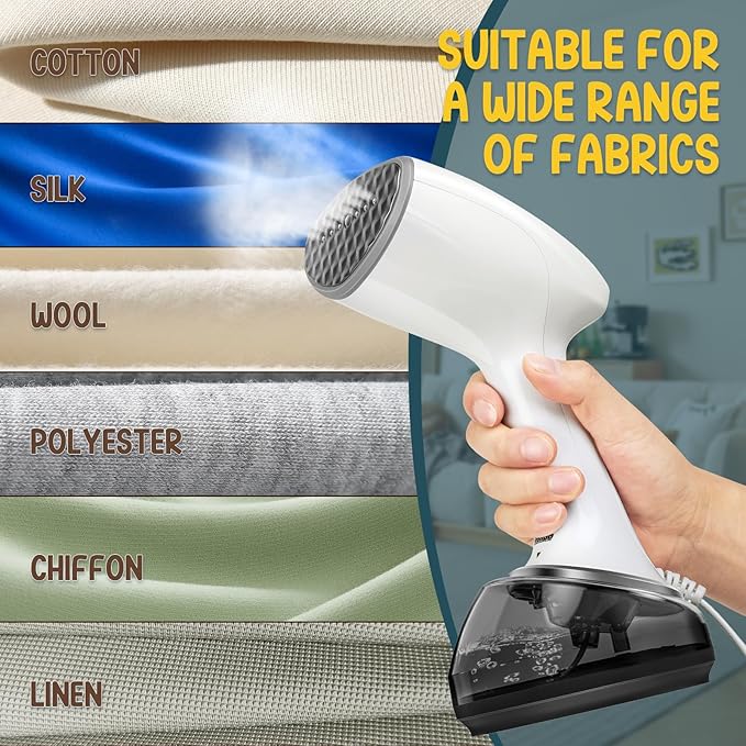 Rolipo Handheld Steamer for Clothes 1200W, Clothes Steamer with Large 360ml Water Tank, Fast Wrinkle Remover Portable Garment Steamer, Ideal for Home, Office, Travel, White
