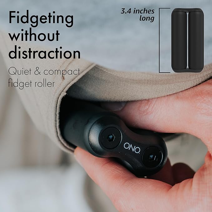 ONO Roller - Handheld Fidget Toy for Adults | Help Relieve Stress, Anxiety, Tension | Promotes Focus, Clarity | Compact, Portable Design (Black, Full Size - ABS Plastic)