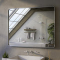 ISKM 36"x 30" Silver Bathroom Mirror for Wall, Bathroom Vanity Mirror Anti-Rust, Tempered Glass, Rounded Rectangle Mirror(Horizontal/Vertical)