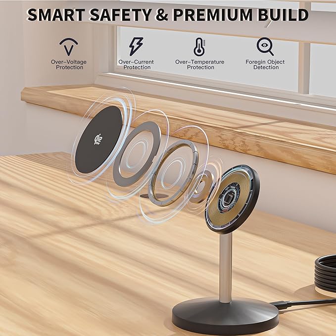 Magnetic Wireless Charging Station,25W Fast Charger 6FT Mag safe Wireless Station Pad,[Qi2.2 Certified] 360° Charger Stand for iPhone 17/17 Pro/Air/17 Pro Max/16 Pro Max/15/14/13/12, AirPods Pro 2/3/4