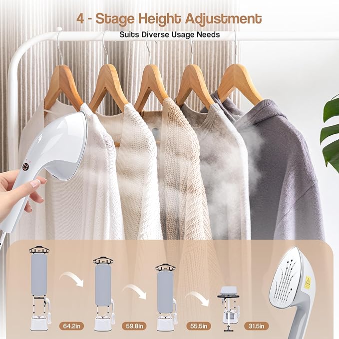 Cobuy Standing Garment Steamer with Dry Ironing, 2000W Powerful Steamer for Clothes with with Flat & Slant & Hanging Iron Options,3 Steam Modes, 25s Fast Heat-Up, Self-Cleaning, 2.2L Water Tank
