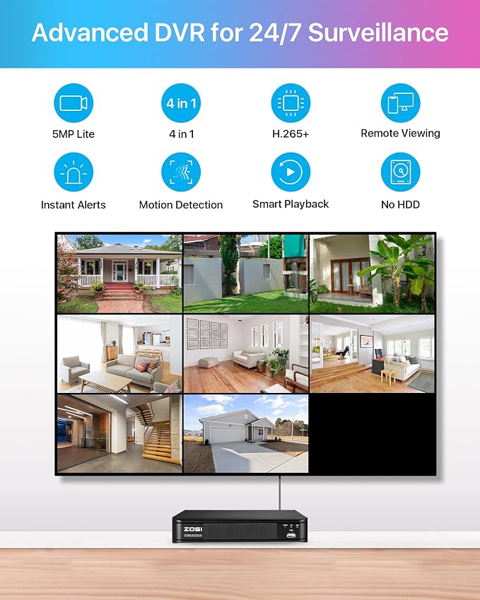 ZOSI H.265+ Full 1080p Home Security Camera System Outdoor Indoor, 5MP-Lite - Image 4