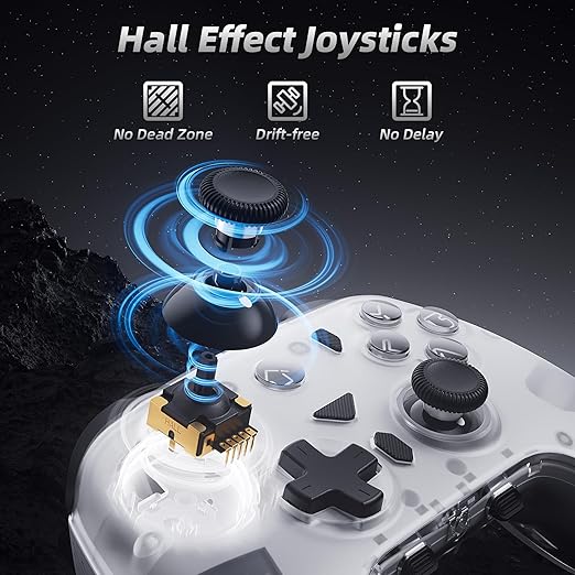 Mytrix PC Controller with Charing Dock, Wireless Bluetooth 2.4G Wired Multi-Platform Controllers Hall Effect Joysticks Hall/Micro 2-in-1 Triggers, 1000Hz Report Rate 4 Macro Keys ABXY MicroSwitch [windows]