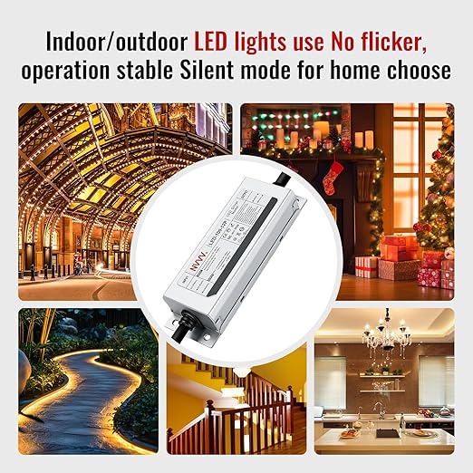 12V LED Driver 100W Waterproof IP68 Power Supply Low Voltage Transformer Adapter AC 100V-120V to 12V DC Converter for LED Lights for Bedroom, Indoor Outdoor Lighting Built-in Active PFC Function