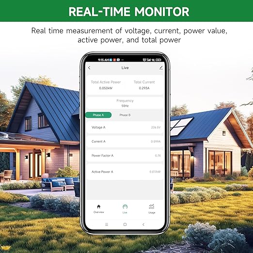 WiFi Energy Monitor with 2 * 300A Clamps, Real-Time Electricity Tracking, Smart Home Power Management
