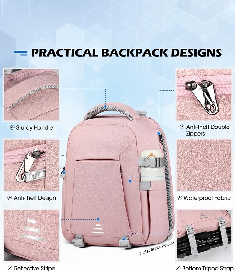 RAINSMORE Camera Backpack for DSLR SLR Mirrorless Cameras - Image 5