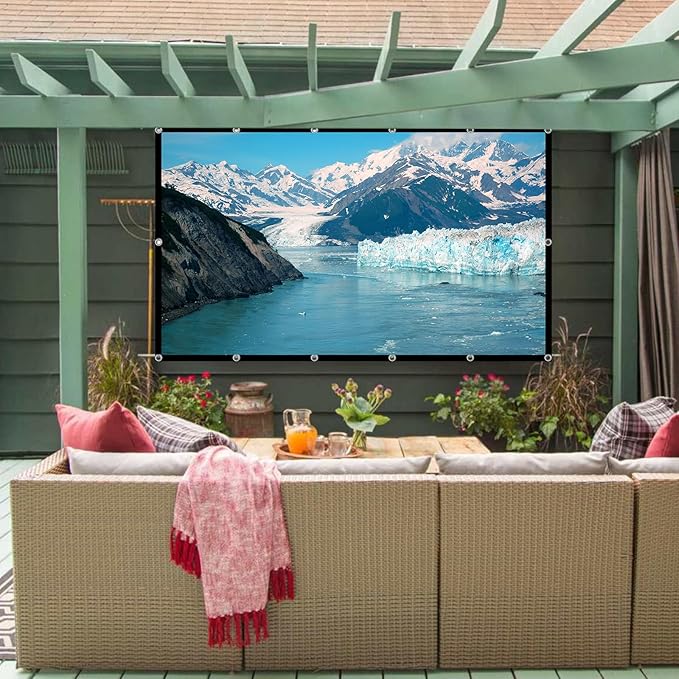 TOWOND Projector Screen 100 inch Projection Screen Indoor Outdoor Washable Anti-Crease 16:9 HD Rear Front Movies Screen for Home Theater Office