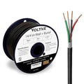 Voltive 14/4 Speaker Wire, in-Wall CL3 & Direct Burial, Black, 100ft - 14AWG, 4 Conductors, Stranded Oxygen-Free Copper, UL Listed - V-1209-1