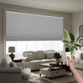 Boolegon Motorized Blinds with Remote, 100% Blackout Smart Blinds, Automatic Cellular Shades for Windows, Rechargeable Electric Honeycomb Shades for Home,Blackout White,Custom Size