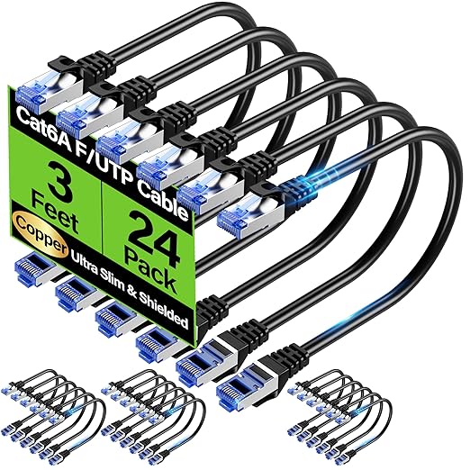 Cat6A Ethernet Cable Shielded 10Gbps 3 ft, Slim Shielded Ethernet Cable Cat 6 by Unknown