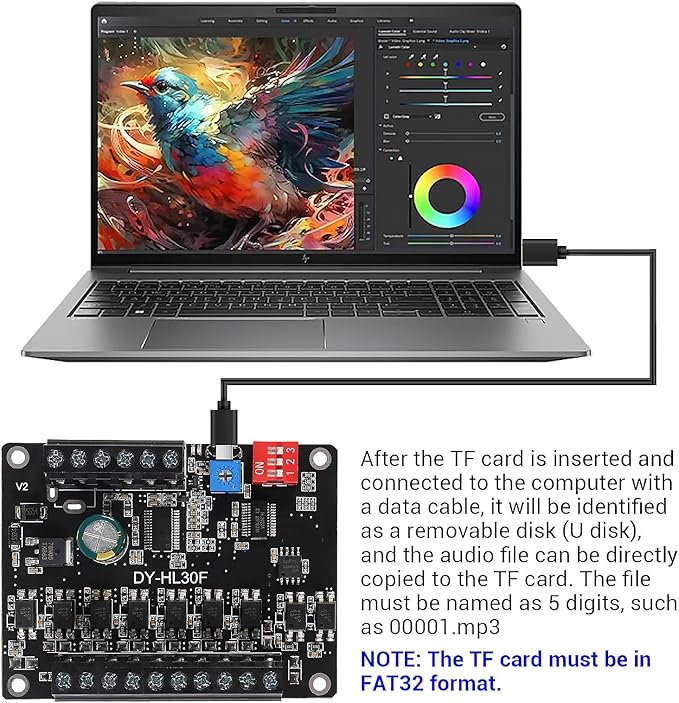 AITIAO 1PCS 30W Voice Playback Module, DC 9-24V Sound Module Music Player Voice Broadcast Device 9 Trigger Interfaces 8 I/O Trigger Modes Built-in 64Mbit Flash Storage