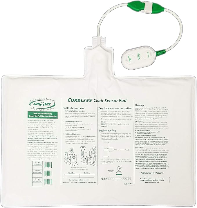 Smart Caregiver Replacement/Add-on Cordless Chair Sensor Pad - 10in x 15in - Works with Pager, 433-EC Monitor, or 433-CMU Central Montioring Unit