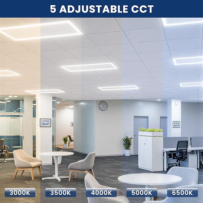 Nothing BUT LEDs 2x4 FT Edge-Lit Frame LED Flat Panel Light, 5CCT Selectable 3000K-6500K & 40W/50W/60W, 7500LM, 0-10V Dimmable, Drop Ceiling Lights Grid Fixture, ETL & DLC Listed, 100-277V, 4 Pack