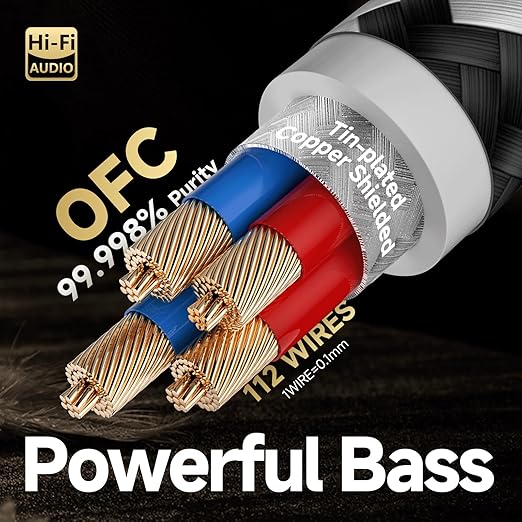 TODN Auidophile 2RCA Male to Male Stereo Audio Cable, OFC RCA Cables for Subwoofer, Home System (9.8ft/3m, 1 Pair)