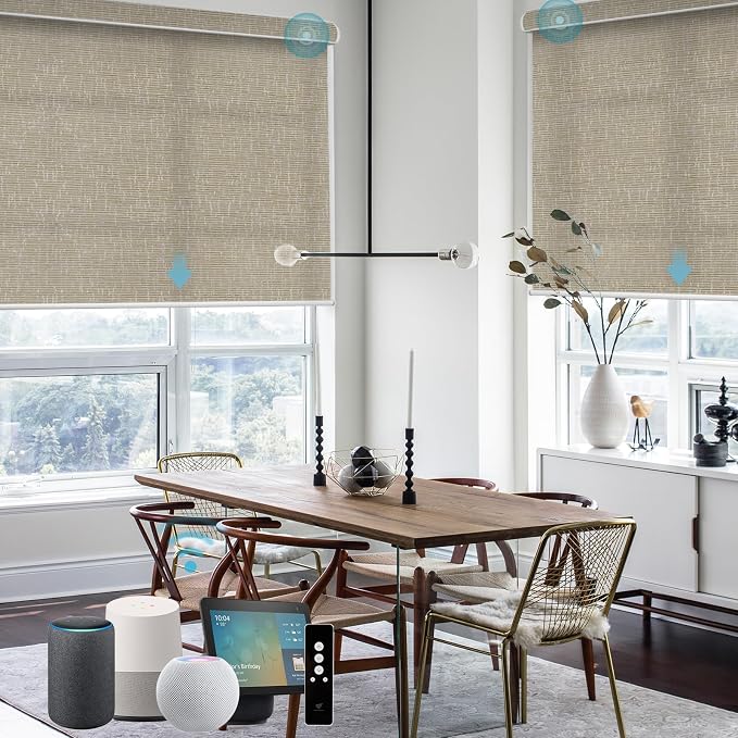 SmartWings 70% Light Filtering Motorized Roller Shades Work by SmartWings