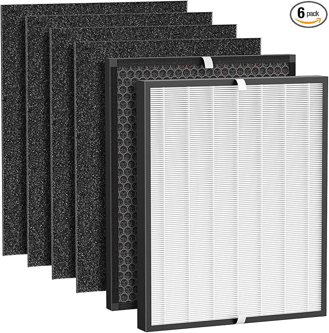 Elnuliros Premium Replacement Filter Compatible with AirDoctor AD3000 Air Cleaner Puri-fier, Not for AD3500 Version, Include 1 Premium Filter + 1 Carbon Filter + 4 Pre-Filters, Part # ADF3001, ADF3002