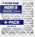 Filter King 4x4x1 Air Filter | 4-PACK | MERV 8 HVAC Pleated A/C Furnace Filters | MADE IN USA | Actual Size: 4 x 4 x .75"