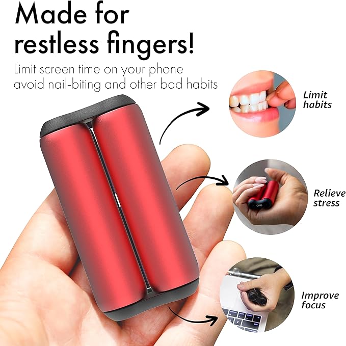 ONO Roller - Handheld Fidget Toy for Adults | Help Relieve Stress, Anxiety, Tension | Promotes Focus, Clarity | Compact, Portable Design (Red, Junior Size - Aluminum)