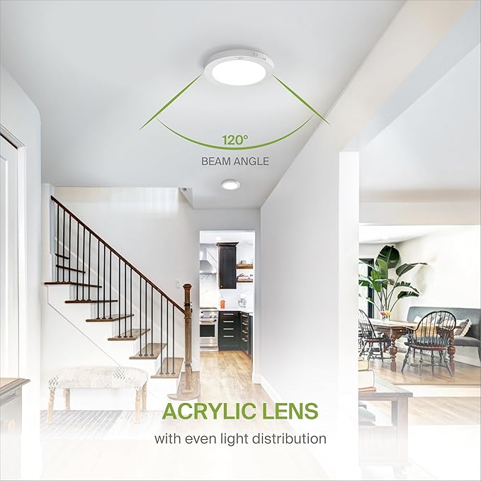 ASD LED 9" Round Flush Mount Ceiling Light Fixture, Low Profile Surface Lighting | 5CCT, Motion Sensored, Ultra-Thin, ETL Listed | 15W 1300LM 2700-6000K 120V | Kitchen, Bedroom, Hallway Lamp | White