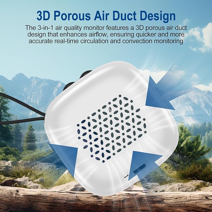Portable Carbon Monoxide Detector,3-in-1 Rechargeable Co Monoxide Detector with Fahrenheit(°F/℃) & Humidity,Co Detector for Travel Camp Motor Home Basement Hotel
