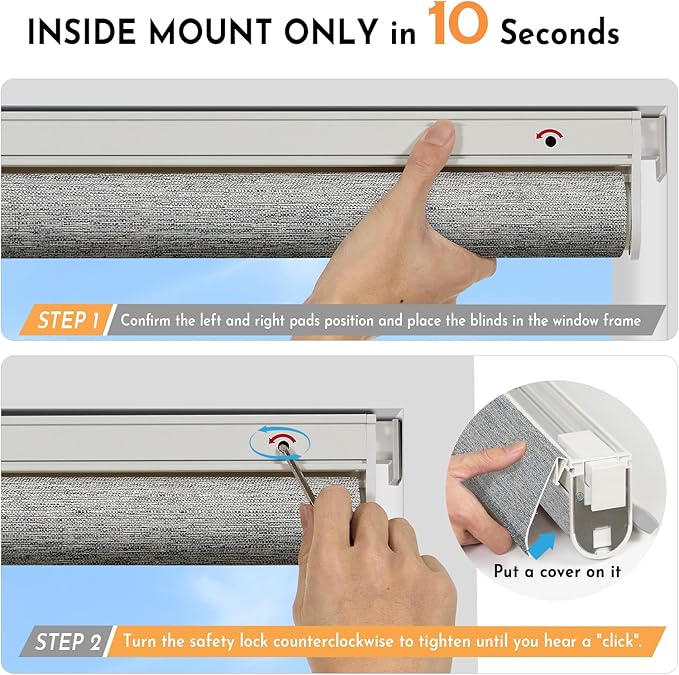 Persilux Smart Motorized Blinds with Remote, No Drill Automatic Roller Shades for Indoor Windows, Light Filtering Linen Fabric, Electric Blinds for Windows, Linen Grey C156-5, Custom Size