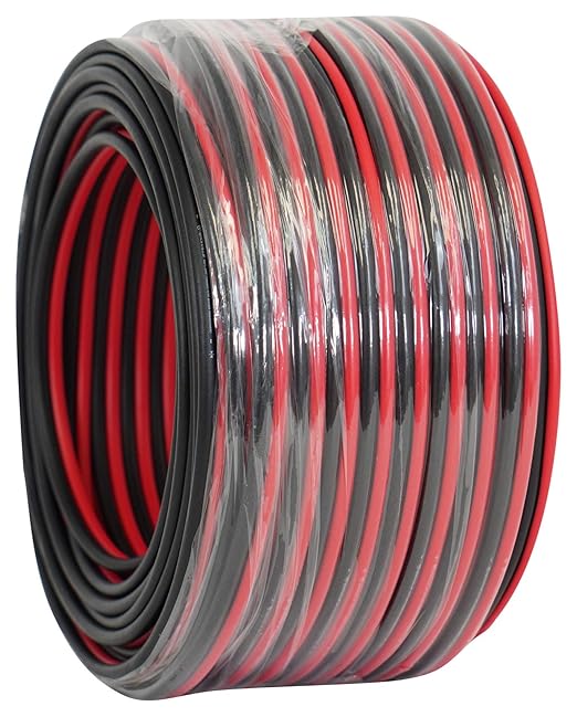Rockville RED 14G100 14 Gauge 100 Ft Speaker Wire, 100% OFC Copper, Flexible PVC Jacket, Red Insulation, for Car Audio and Home Theater