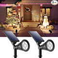 2 Pack Solar Spotlights Outdoor Waterproof for Christmas Hanging, Tree, Wreaths, Snowman, Elk, Adjustable Panel Solar Power Landscape Uplights for Outside Garden, Backyard, Patio, Sidewalk,Warm White