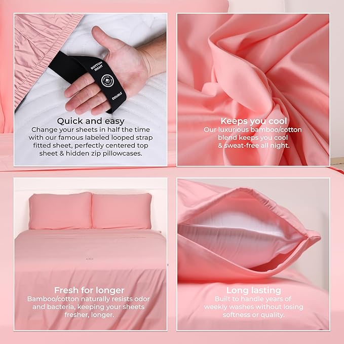 THE LAD COLLECTIVE 3.0 Full Size Bedding Set - Full Size Bedding Sets - 4-Piece Bedset w/Fitted Sheet, Top Sheet & 2 Standard Pillowcases [Duvet Not Included] - Bamboo-Cotton - Acadia