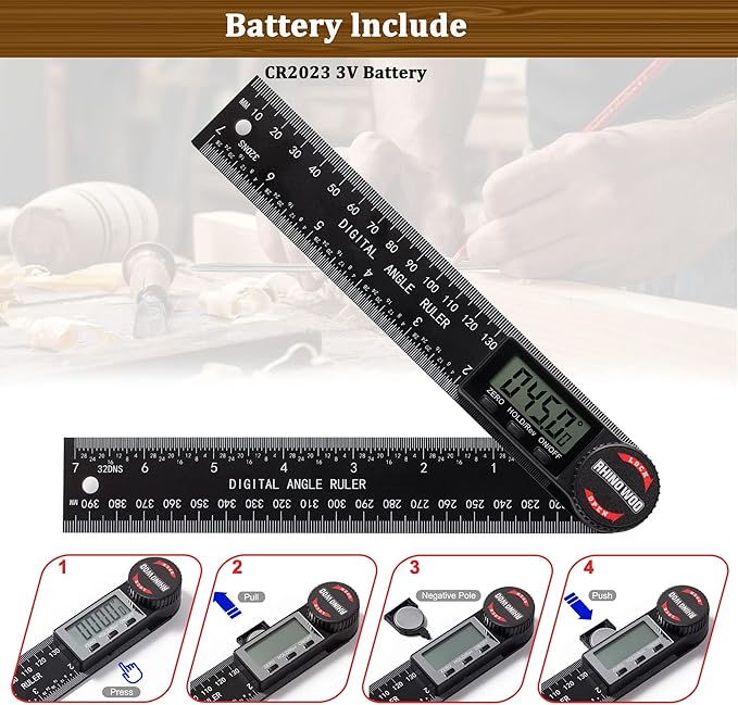 Digital Angle Finder Protractor, Angle Measuring Tool for Woodworking/Carpenter/Construction/Handmade Measurement，Angle Finder Ruler with 7inch/200mm(2 Batteries Included) (Enhanced ABS)