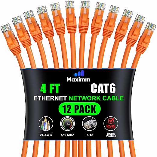 Maximm Cat 6 Ethernet Cable - 4 ft - High-Speed LAN by MaximmCable