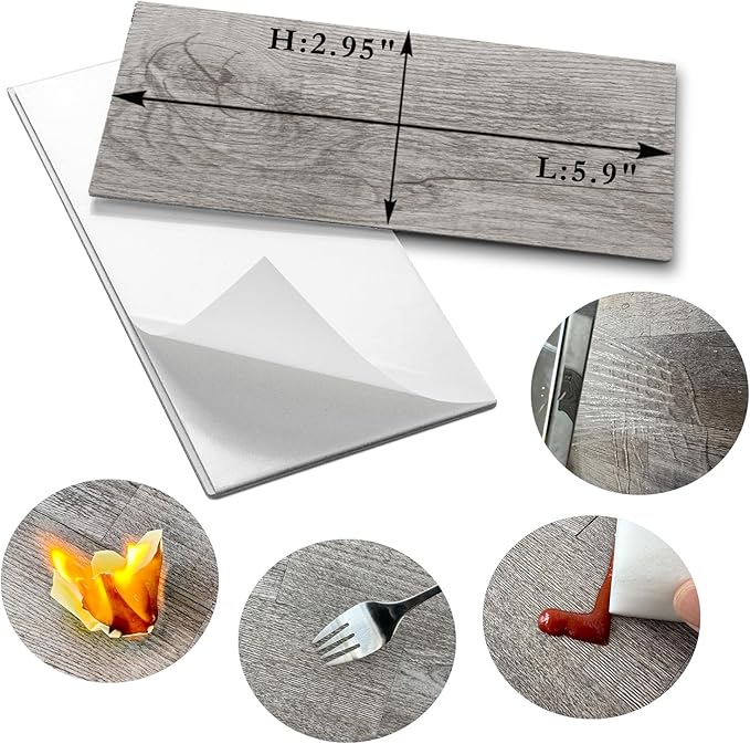 AULIGET 100 Piece Peel and Stick Backsplash PVC Tile, 3 Inch x 6 Inch Dover Gray Stick on Tiles for Backsplash Kitchen, Bathroom, Laundry Room, Camper, Fireplace