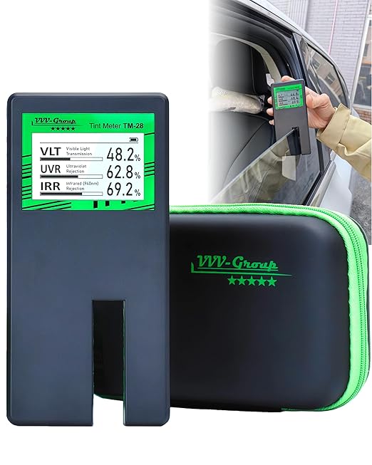 Digital Car Window Tint Meter TM-28 – Side Window Tint Tester for Light Transmission, UV/IR Rejection, Auto Calibration, Display Rotation