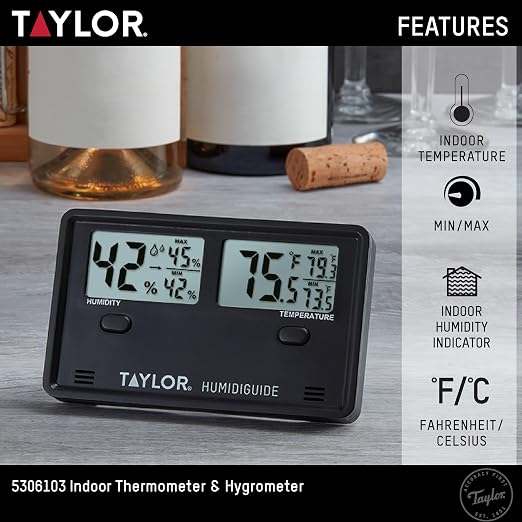 Taylor Wireless Digital Indoor Outdoor Thermometer and Hygrometer, Dual Display - Image 2