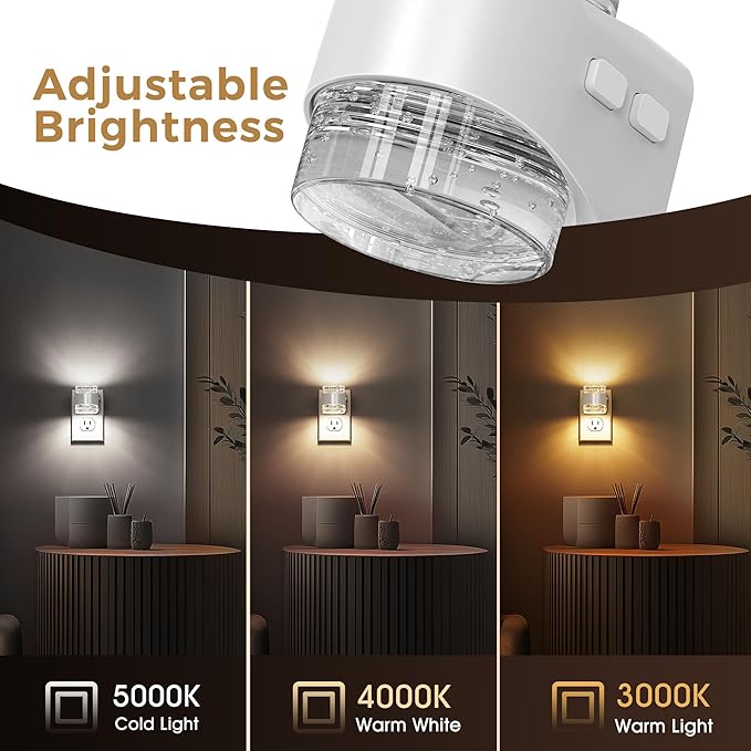 L LOHAS LED Night Light, 3CCT Bubble Night Lights Plug into Wall,2 Pack 3000K/4000k/5000K Adjustable Night Light,Dimmable Nightlights with Dusk to Dawn Sensor for Rooms Bathroom Hallway