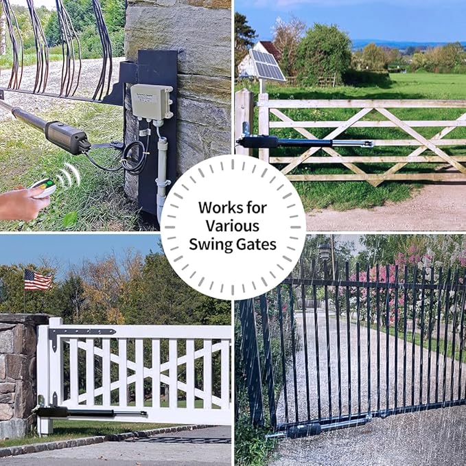TOPENS A8S Automatic Solar Gate Opener for Heavy Duty Single Swing Gate Up to 18ft, Single Swing Gate Operator Battery Powered with Remote Control Kit Gate Motor Solar Panel Included