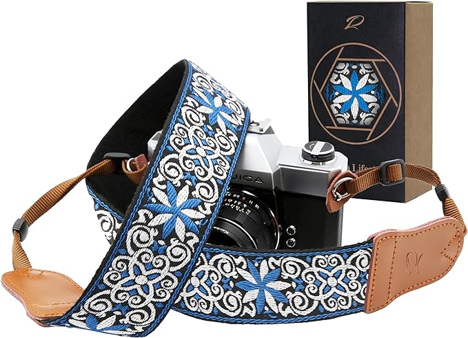 Padwa Lifestyle Blue Floral Camera Strap by PadwaLifestyleCameraStrap