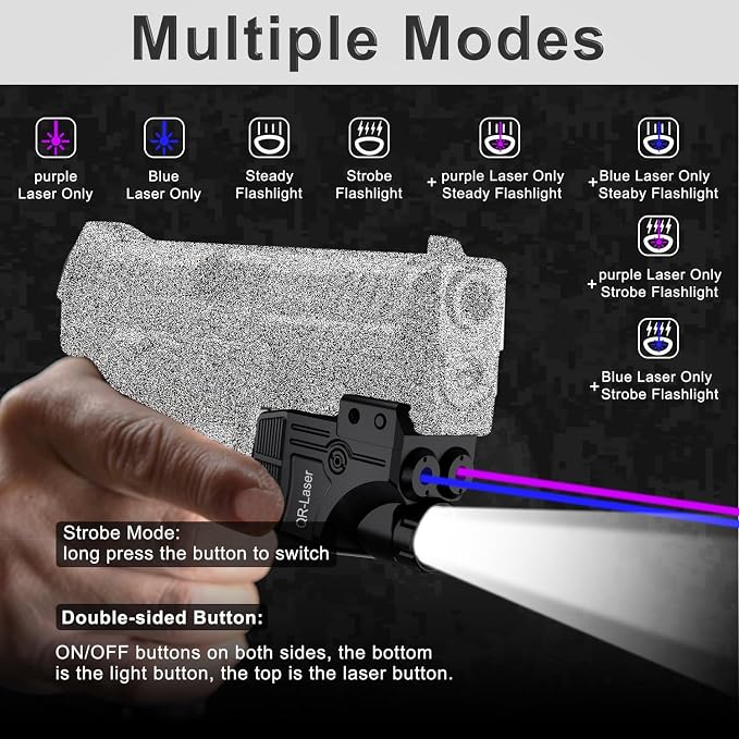 Red Green Purple Blue Laser Light Combo, 800 Lumens Tactical Flashlight Laser - Image 4