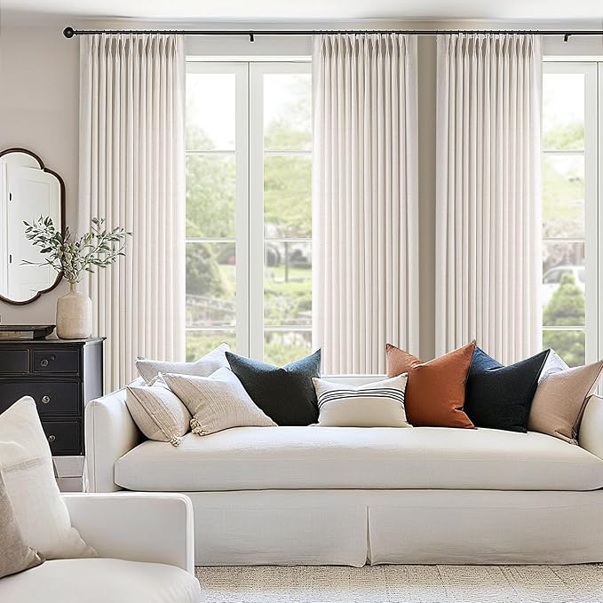 Memory Trained Pinch Pleated Curtains 45 Inches Long, Viral Linen Pinch Pleat - Image 4