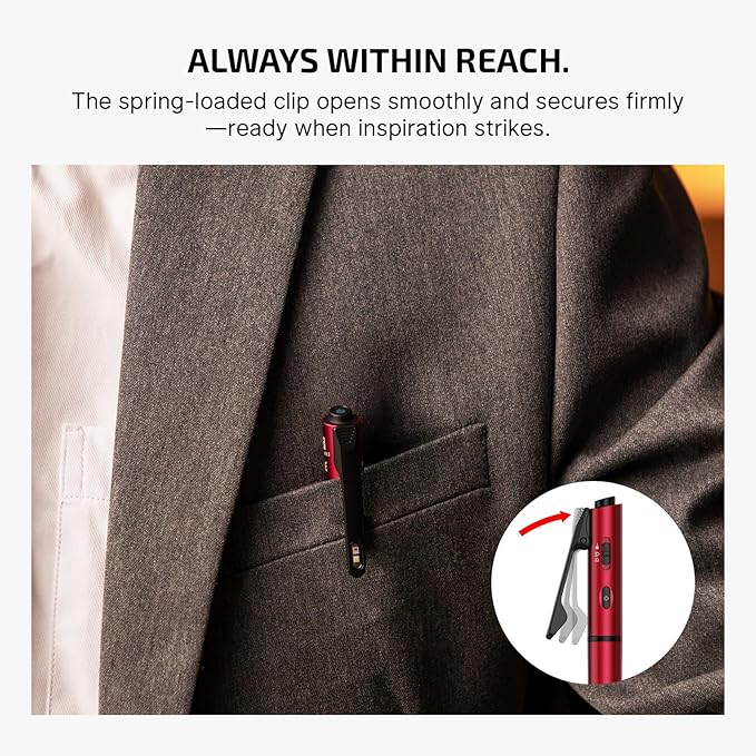 OLIGHT O'Pen 3 EDC Pen Light,120 Lumens with Green Beam, Red and White, USB-C Rechargeable LED Flashlight for Office, Writing, Presentation, Outdoor Uses, Professional Business Gift(Wine Red)