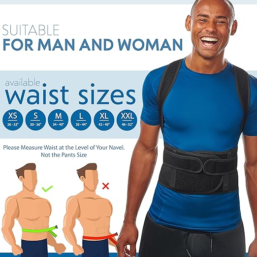 Posture Corrector for Men and Women - Back Brace for Upper and Lower Body Support - Adjustable Straightener with Pain Relief and Muscle Memory (X-Small)