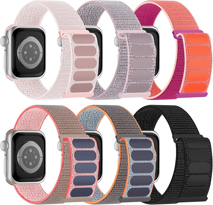 6 Pack Sport Nylon Loop Band Compatible by Honeystraper