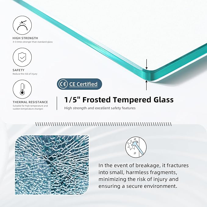 Goodyo 34"- 46" x 72" Glass Shower Door Clear Tempered Glass Panel Fixed Shower Screen for Walk-in Bathroom Matte Black Finish (34" W x 72" H Grid Frost)