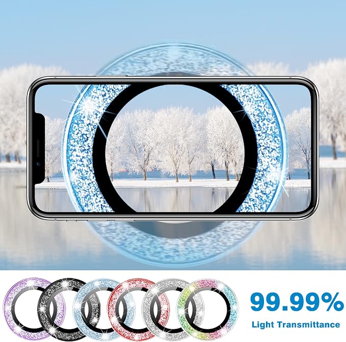Compatible with iPhone 15 & 15 Plus Camera Lens Protector, Bling Glitter 9H - Image 3